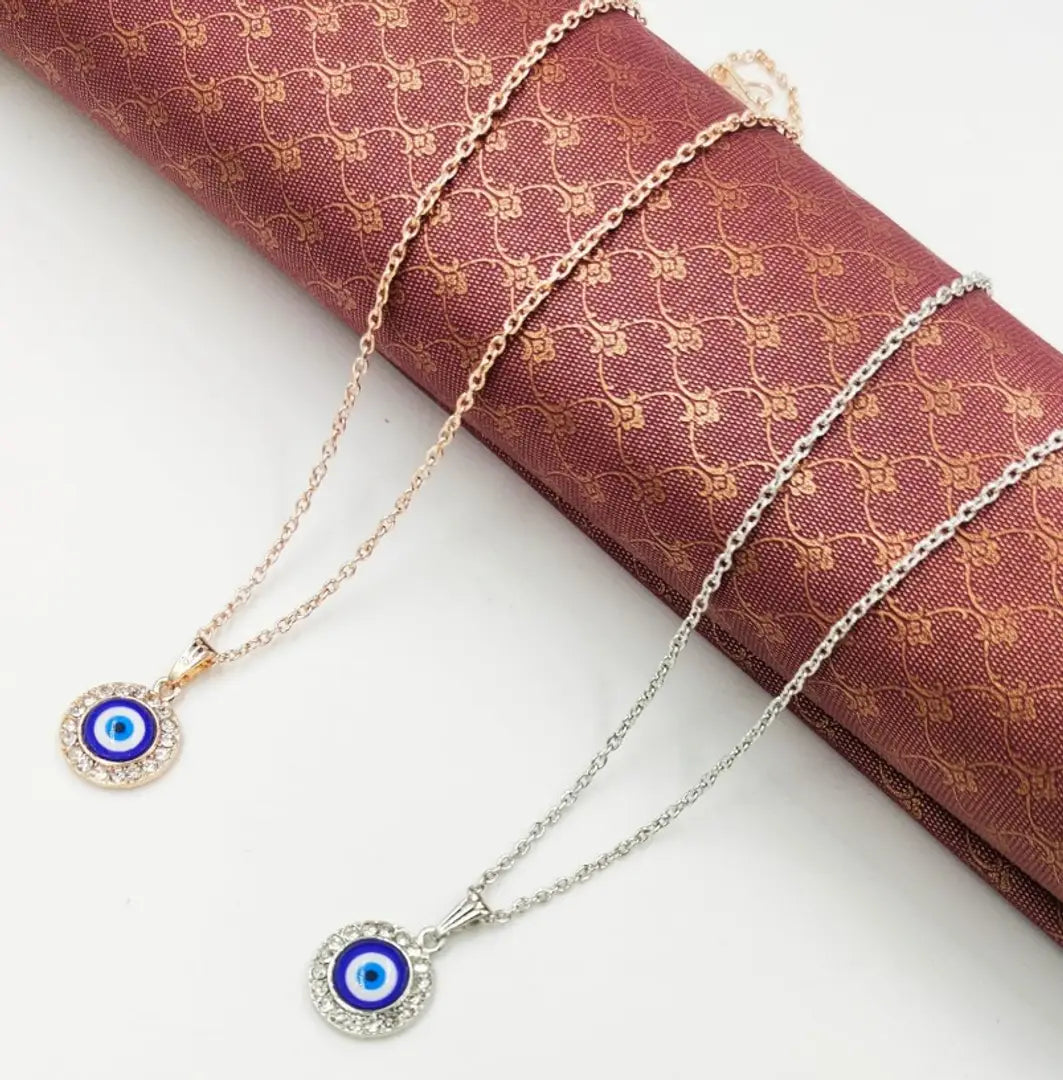 Alluring Alloy Evil Eye Pendant In Chain For Women Pack Of 2